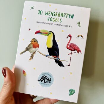 10 cartes de voeux oiseaux avec enveloppe 12