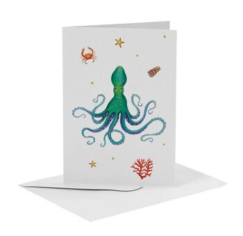 10 cartes de voeux animaux marins avec enveloppe 3
