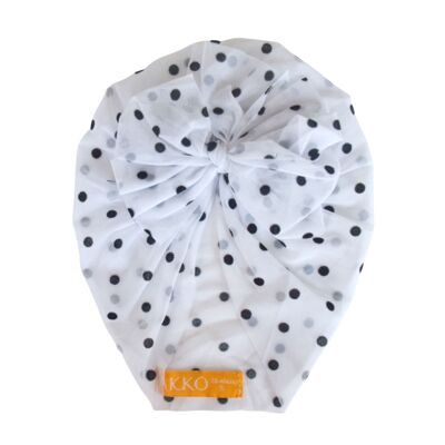 Turban Boho - Blanc pois noirs