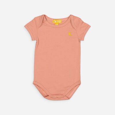 Organic Cotton Bodysuit MUTED CORAL - Short sleeves