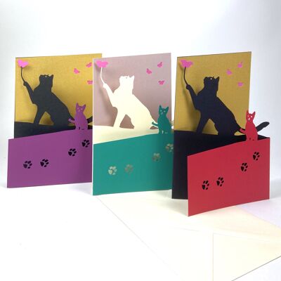 3-fold cat and butterfly card without text.