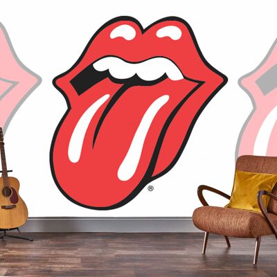 Mural Rock Roll The Rolling Stones - Lengua clásica blanca
