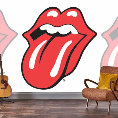 Rock Roll The Rolling Stones Mural - Classic Tongue White