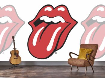 Rock Roll The Rolling Stones Murale - Langue Classique Blanc 2