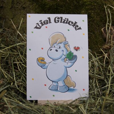 Postkarte Grüße und Wünsche  Glück 1