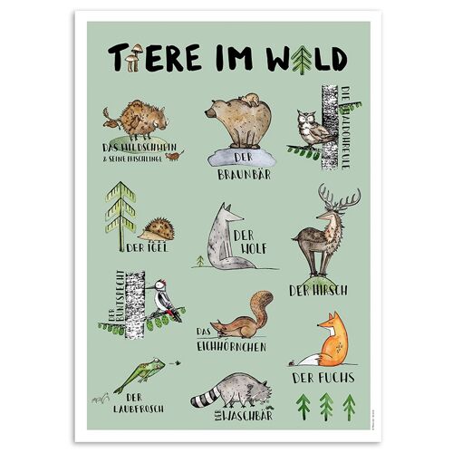 Tier Poster "Tiere im Wald"