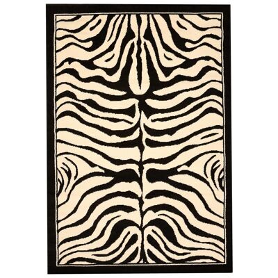 Tapis salon 80x150cm ZEBRE Noir en Polypropylène