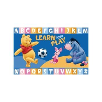 Tapis enfant 80x140 cm rectangulaire winnie learn and play bleu chambre adapté au chauffage par le sol 2