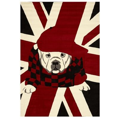 Tapis enfant 60x110cm LONDON DOG Rouge en Polypropylène