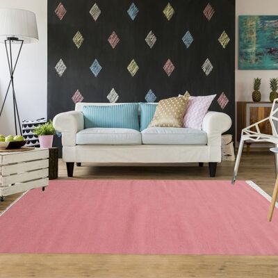 Hand-woven kilim rug 200x290 cm rectangular baya ibay pink dining room