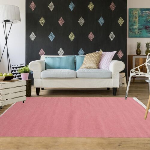 Tapis kilim 110x160 cm rectangulaire baya ibay rose chambre tissé à la main