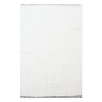 Alfombra Kilim 80x150cm BAYA IBAY Blanco. Alfombra de lana hecha a mano