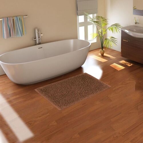 Tapis de salle de bain 50x80 cm rectangulaire curlya marron salle de bain tufté main coton