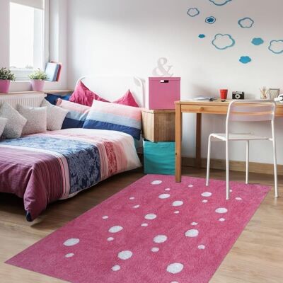 Children's rug 120x160 cm rectangular conton ronda pink bedroom hand-tufted cotton