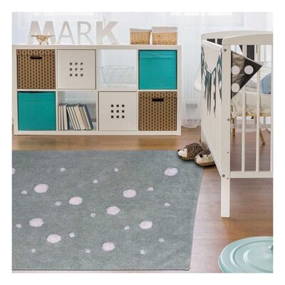 Children's rug 90x160 cm rectangular conton ronda gray bedroom hand-tufted cotton
