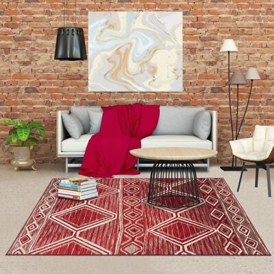 Tapis berbère style 80x150 cm rectangulaire bc berbere rouge chambre adapté au chauffage par le sol