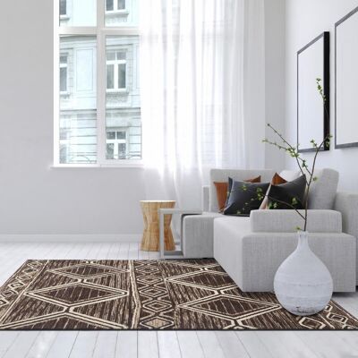 Tapis berbère style 120x170 cm rectangulaire bc berbere marron salon adapté au chauffage par le sol