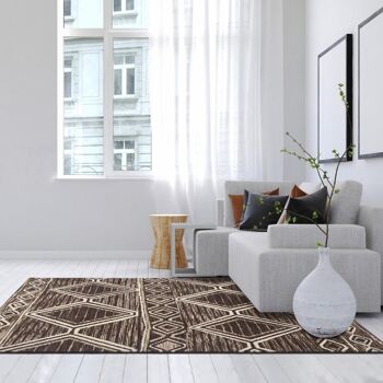 Tapis berbère style 160x225 cm rectangulaire bc berbere marron salon adapté au chauffage par le sol 1