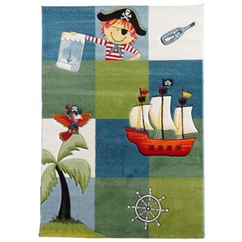 Tapis enfant 240x340 cm rectangulaire pirate bleu chambre adapté au chauffage par le sol 2