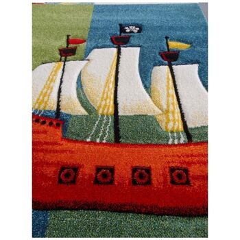 Tapis enfant 140x200 cm rectangulaire pirate bleu chambre adapté au chauffage par le sol 5