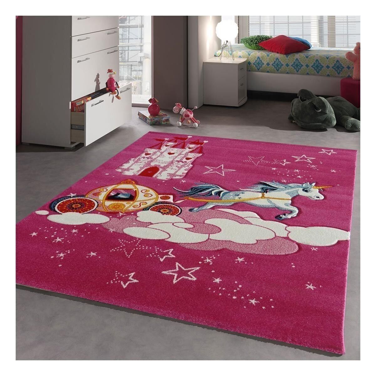 160x230 - tapis enfant - tapis chambre bébé fille garcon ado - tapis chambre enfant moderne design poils ras turquoise - grand ta