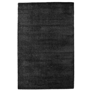 Tapis shaggy poils long 200x290 cm rectangulaire silky touch noir salle à manger adapté au chauffage par le sol 2