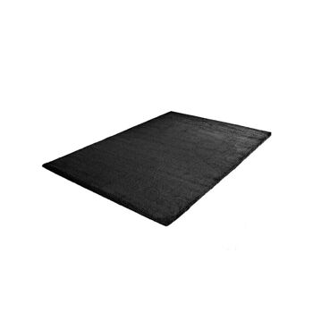 Tapis shaggy poils long 200x290 cm rectangulaire silky touch noir salle à manger adapté au chauffage par le sol 5