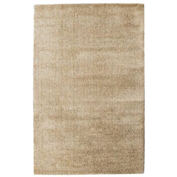 Tapis shaggy poils long 80x150 cm rectangulaire silky touch beige chambre adapté au chauffage par le sol 2