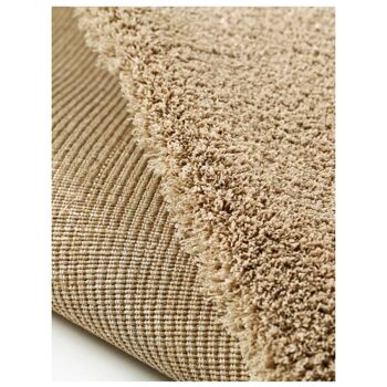 Tapis shaggy poils long 80x150 cm rectangulaire silky touch beige chambre adapté au chauffage par le sol 3