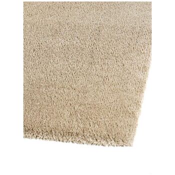 Tapis shaggy poils long 80x150 cm rectangulaire silky touch beige chambre adapté au chauffage par le sol 5