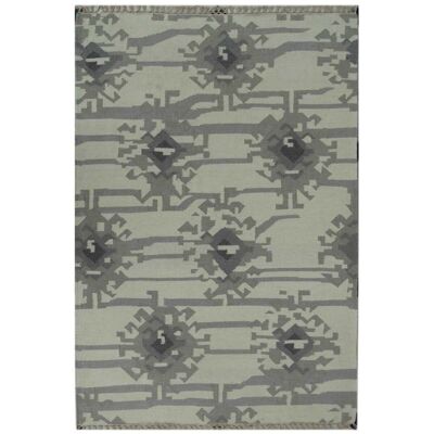 Tapis kilim 170x240cm KMESAR Gris. Tapis artisanal en Laine