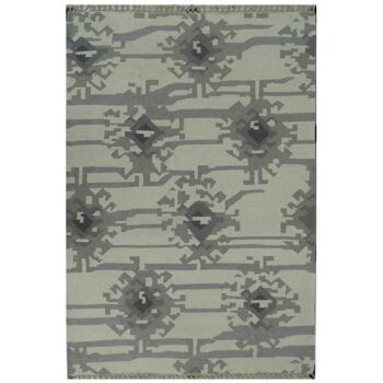 Tapis kilim 170x240cm KMESAR Gris. Tapis artisanal en Laine 1