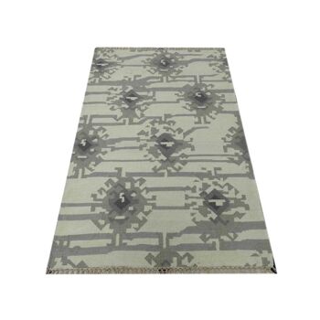 Tapis kilim 170x240cm KMESAR Gris. Tapis artisanal en Laine 3