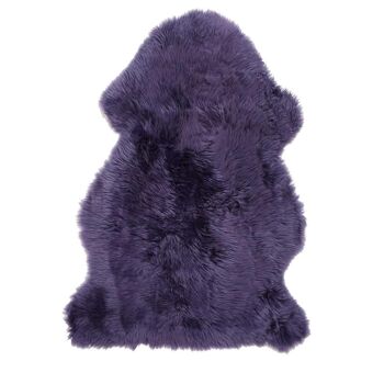 60x95 - véritable peau de mouton shepherd violet tapis shaggy longues mêches 100% 2