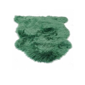 Tapis shaggy 60x95cm SHEPHERD Vert. Tapis artisanal en Peau de bête 4