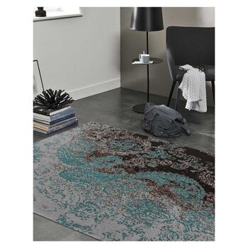 Tapis kilim 60x110cm MOTOA Argent. Tapis artisanal en Polyester 2