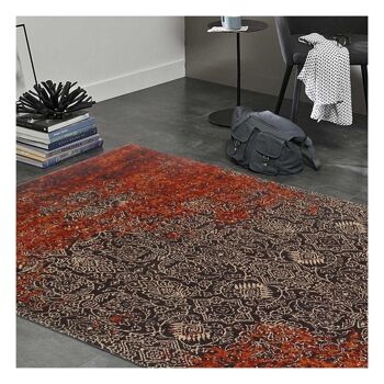 Tapis kilim 60x110 cm rectangulaire aurata orange entrée tissé à la main adapté au chauffage par le sol 1