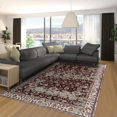 Kelim Teppich 140x200 cm rechteckig Moresa braun handgewebt Wohnzimmer geeignet für Fußbodenheizung