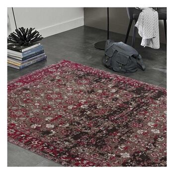 Tapis kilim 200x290 cm rectangulaire moresa rose salle à manger tissé à la main adapté au chauffage par le sol 1