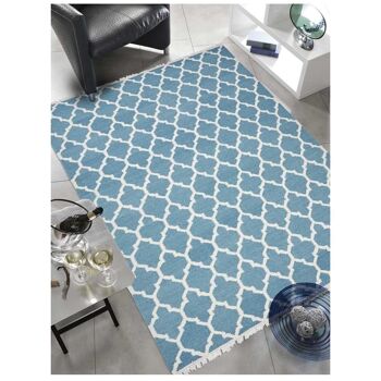 Tapis kilim 80x300 cm rectangulaire afrira bleu couloir tissé à la main 5