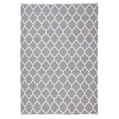 Tapis kilim 80x150cm AFRIRA Gris. Tapis artisanal en Laine