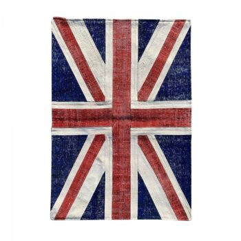 Tapis de salon 120x170 cm rectangulaire union jack patchwork 1a2t bleu salon noué main 2