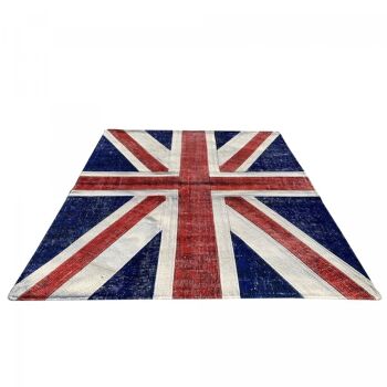 Tapis de salon 120x170 cm rectangulaire union jack patchwork 1a2t bleu salon noué main 4