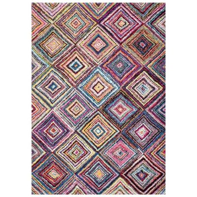 Tapis salon 60x110cm CARRE BOUTIK Multicolore en Polypropylène