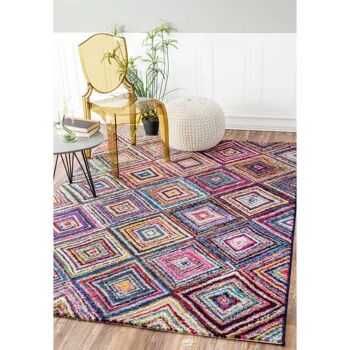 Tapis salon 60x110cm CARRE BOUTIK Multicolore en Polypropylène 2