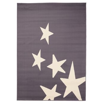 Tapis enfant 160x225 cm rectangulaire bc les etoiles gris chambre adapté au chauffage par le sol 2