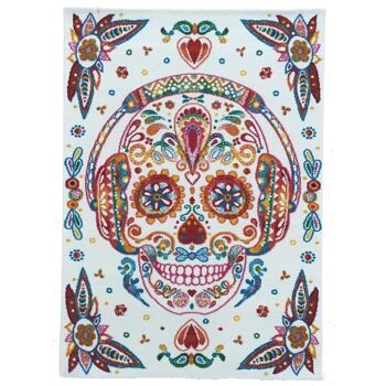 Tapis enfant 100x100 cm rond skull head crème chambre adapté au chauffage par le sol 2