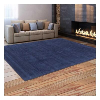 Living room rug 60x110 cm rectangular neo plain blue entrance hand-tufted suitable for underfloor heating