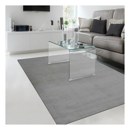 Tapis de salon 80x140 cm rectangulaire neo uni beige chambre tufté main adapté au chauffage par le sol