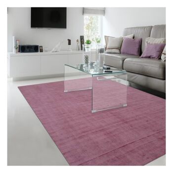Tapis de salon 80x140 cm rectangulaire neo uni rose chambre tufté main adapté au chauffage par le sol 1